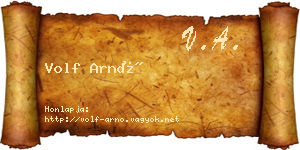 Volf Arnó névjegykártya